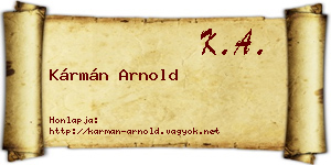Kármán Arnold névjegykártya
