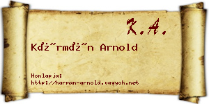 Kármán Arnold névjegykártya